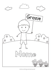 Colorare per personalizzare Ragazzo Insegnante Tata Disegni da colorare facili Grazie Mestieri dell'educazione Cartello