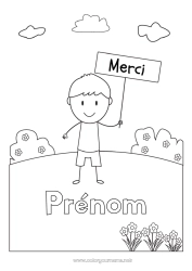 Coloriage à personnaliser Garçon Maîtresse/Maître Nounou Coloriages faciles Merci Métiers de l'éducation Pancarte