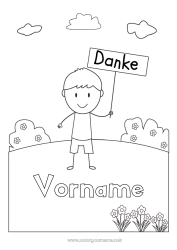 Malvorlage anpassen Junge Lehrer/Lehrerin Kindermädchen Einfache Ausmalbilder Danke Büroberufe Schild