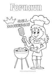 Gratis tegning Mor Bedstemor Pige Sommer Mad Mester Grill Dronning