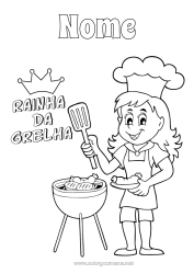 Desenho grátis Mamãe Vovó Menina Verão Comida Campeão Churrasco