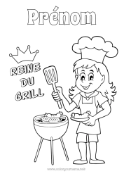 Dessin gratuit Maman Mamie Fille Été Nourriture Champion Barbecue Reine