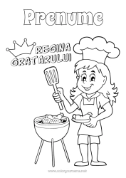 Desen liber de colorat Mama Bunica Fată Vara Mâncare Campion Grătar Regină