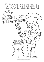 Gratis tekening Mama Oma Meisje Zomer Voedsel Kampioen Barbecue Koningin