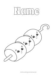 Free colouring Food Treats, sweets Easy colouring pages Barbecue Marshmallows