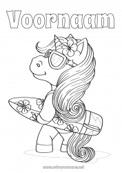 Gratis tekening Sport Eenhoorn Zee Dier Intermediaire kleurplaten Surfen Draken, eenhoorns en fantastische dieren Hibiscus Watersporten Zonnebril