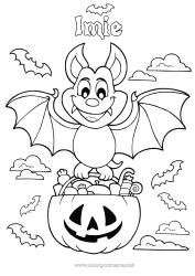 Kolorowanka za darmo Wampir Nietoperz Cukierki Cukierek albo psikus? Halloween Kolorowanki pośrednie Ptaki i latające ssaki
