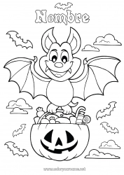 Dibujo libre Vampiro Murciélago Caramelos Truco o trato Halloween Dibujos intermedios para colorear Aves y mamíferos voladores