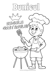 Pagină de colorat pentru copii Tată Bunicul Vara Campion Grătar