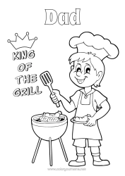 Free colouring Dad Grandad Summer Champion Barbecue