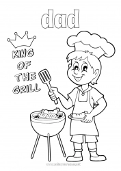 Child coloring page Dad Grandpa Summer Champion Barbecue