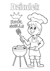 Kolorowanka dla dziecka Tata Dziadek Lato Mistrz Grillowanie