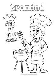 Free colouring Dad Grandad Summer Champion Barbecue
