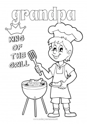 Child coloring page Dad Grandpa Summer Champion Barbecue