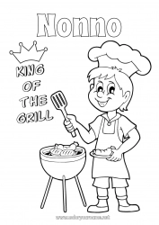 Pagina da colorare per bambini Papà Nonno Estate Campione Barbecue