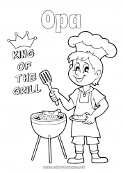 Kinder-Malvorlage Papa Opa Sommer Champion Grillen