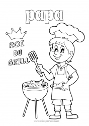 Coloriage enfant Papa Papi Été Champion Barbecue