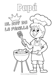 Colorear gratis Papá Abuelo Verano Campeón Barbacoa