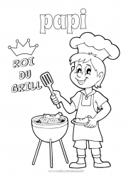 Coloriage enfant Papa Papi Été Champion Barbecue