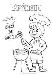 Coloriage gratuit Papa Papi Été Champion Barbecue