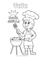 Kolorowanka dla dziecka Tata Dziadek Lato Mistrz Grillowanie