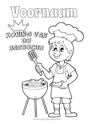 Kleurplaat voor kinderen Papa Opa Zomer Kampioen Barbecue