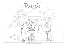 Colorear gratis Papá Alimento Casa Barbacoa Salchicha