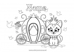 Disegno gratuito Castello Gatto Veicoli Animale Fiaba Disegni intermedi Calesse e carrozze CanI e gatti Veicoli storici o vintage