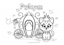 Coloriage à personnaliser Château Chat Véhicules Animal Conte de fées Coloriages intermédiaires Calèches et carrosses Chiens et chats Véhicules historiques ou vintages