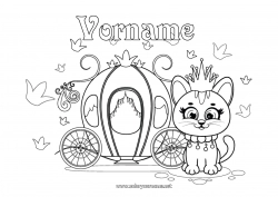 Kostenlose Zeichnung Burg Katze Fahrzeuge Tier Märchen Mittelstufenmalvorlagen Kutschen und Kutschen Hunde und Katzen Véhicules historiques ou vintages