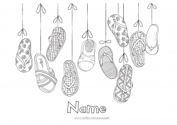 Free coloring Summer Flip flops Shoe