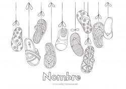 Colorear gratis Verano Chanclas Zapato