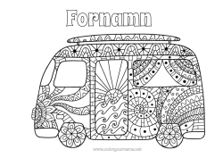 Gratis teckning Sommar Lastbil Fordon Komplexa målarbilder Surfing Skåpbil Lastbilar och nyttofordon Bilar, skåpbilar och husbilar Vattensporter