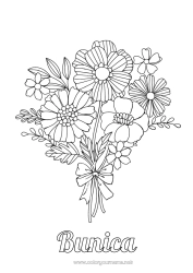 Pagină de colorat pentru copii Flori La mulți ani!