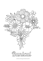 Pagină de colorat pentru copii Flori La mulți ani!