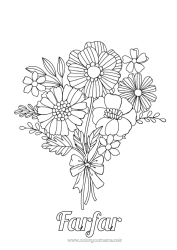 Färgläggningssida för barn Blommor Grattis på födelsedagen
