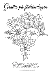 Gratis färgläggning Blommor Grattis på födelsedagen