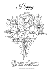 Free coloring Flowers Happy feast day !