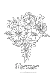 Färgläggningssida för barn Blommor Grattis på födelsedagen