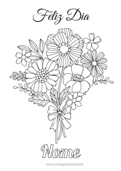 Página de desenho infantil Flores Feliz Aniversário