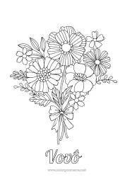Página de desenho infantil Flores Feliz Aniversário