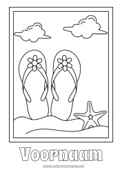 Gratis tekening Strand Slippers Eenvoudige kleurplaten Zeester Zeedieren