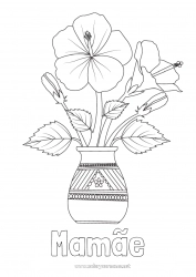 Página de desenho infantil Flores Hibisco