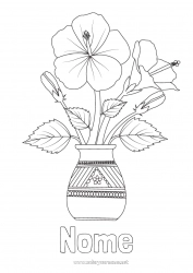 Página de desenho infantil Flores Hibisco