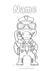 Free coloring Crocodile Police Reptiles Job Policeman Security Professions