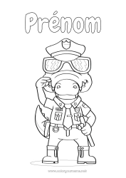 Coloriage gratuit Crocodile Police Reptiles Métier Policier, gendarme Métiers de la Sécurité