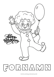 Gratis teckning Födelsedag Clown Lätta målarbilder Grattis på födelsedagen! Cirkus