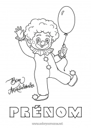 Coloriage gratuit Anniversaire Clown Coloriages faciles Joyeux anniversaire (français) Message Cirque