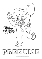 Desen liber de colorat Aniversare Clovn Desene de colorat ușoare La mulți ani! Circul