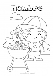 Dibujo libre Chico Alimento Niño Dibujos intermedios para colorear Barbacoa